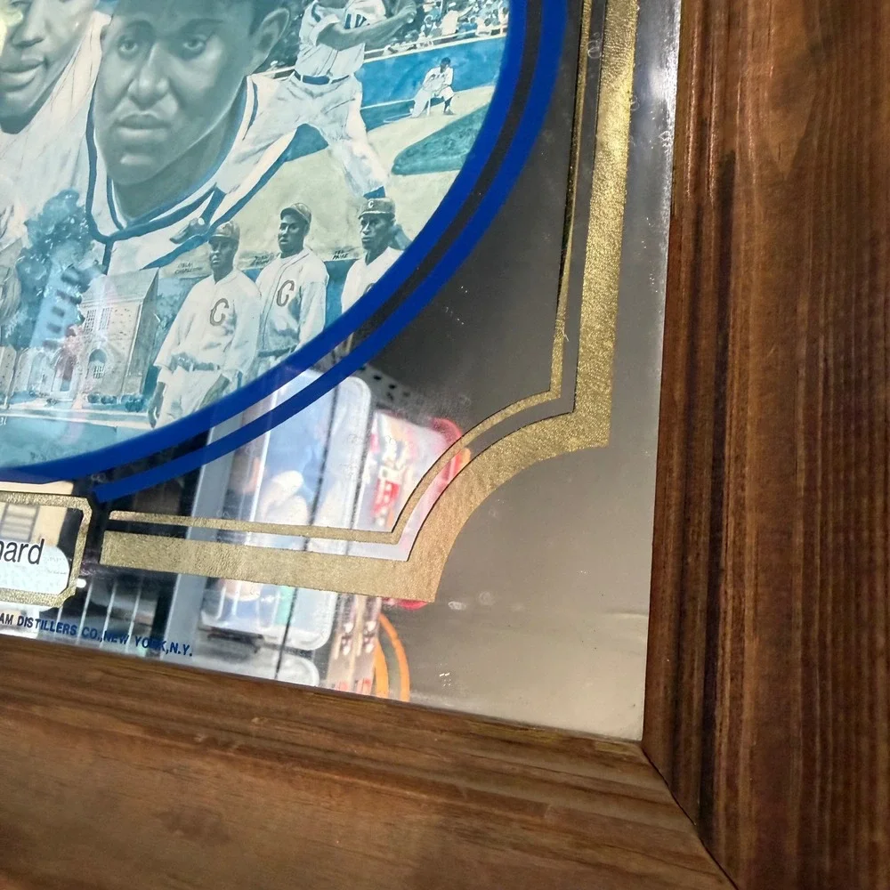 Vintage Seagrams Seven Crowns Sports Paige Gibson Leonard Baseball Mirror Sign